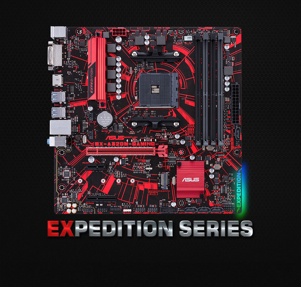 ASUS EX-A320M-Gaming Scheda Madre AMD A320 mATX con Aura Sync, Rivestimento Antiumidità, USBGuard, LAN e Connettore di Alimentazione a 8 pin